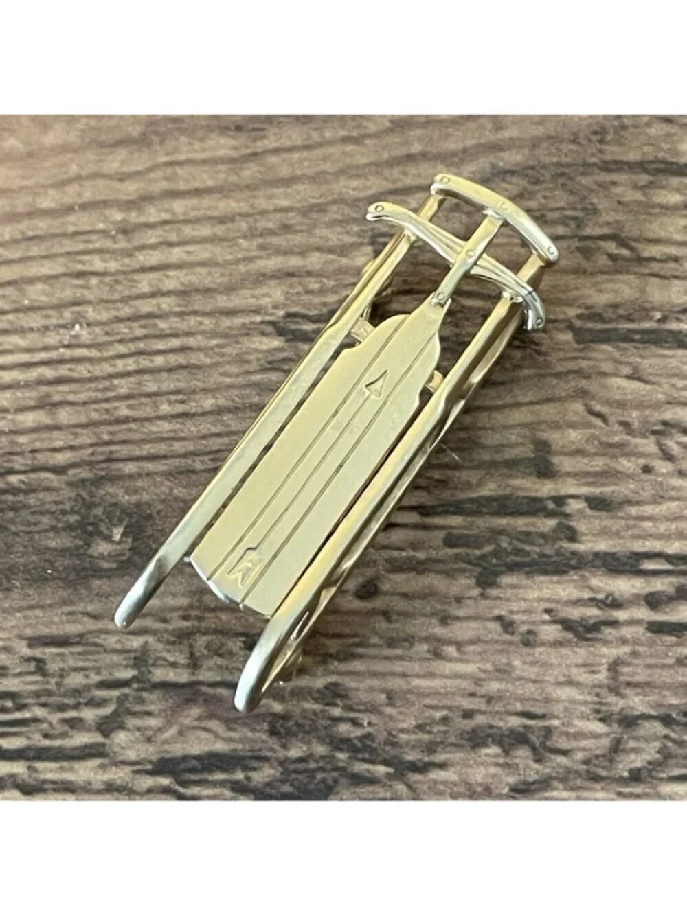 Vintage Winter Sled Brooch Gold Tone Novelty 2